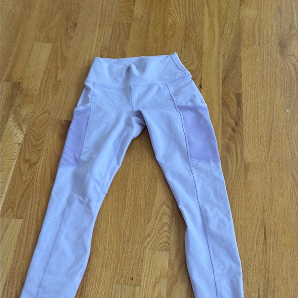 Fabletics White and Purple Leggings for Active Comfort